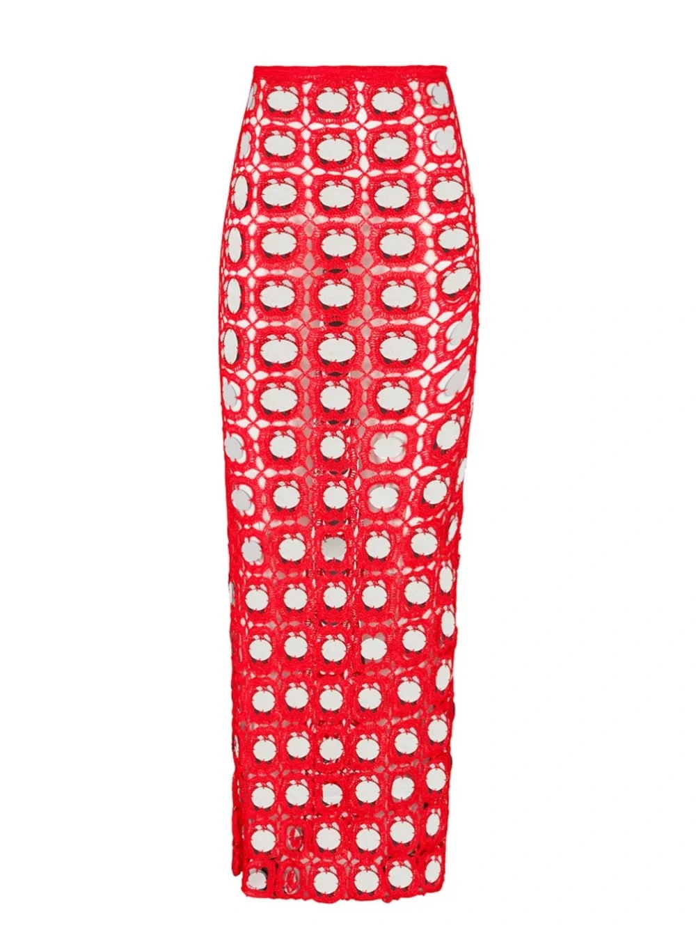 Delfi collective Ayla skirt Red Crochet mirrored Maxi Skirt ibiza Cult Gaia